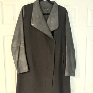 Theory Wool and Leather Top Coat (Medium)